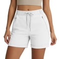 thumbnail image 1 of Women's High Waist Sweat Shorts Drawstring Stretchy Comfortable Workout Athletic Shorts with Zipper Pockets (XL, White), 1 of 9