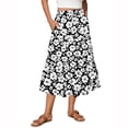 thumbnail image 1 of Women’s High Waist Tiered A Line Midi Skirt with Elastic Waistband and Floral Print Suitable for Daily Wear and Outings Black L, 1 of 5