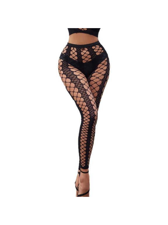 Women's High Waist Tights Patterned Fishnet Stockings Pantyhose Leggings Lingerie Pants Fishnet Footless Tights Gifts