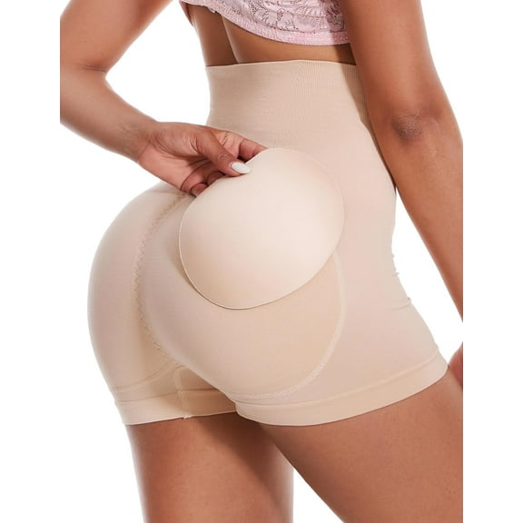 GAI YI Women's High Waist Seamless Butt Lifter Shorts with Removable Hip Pads - Tummy Control Shapewear Skin Size L