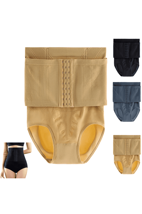 Women's High Waist Tummy Control Shapewear Briefs with Adjustable Hook & Eye Waist Trainer, Firm Compression Body Shaper Underwear for Women,Complexion 2XL