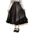 thumbnail image 1 of Women's High Waist Two-Piece Skirt Set, Japanese Style Sweet Long Skirts with Ruffled Hem â Solid Color Elegant & Cute, 1 of 7