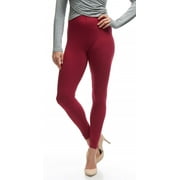 Women's High Waist Ultra-Soft Fleece Lined Thermal Leggings, Dark Red, Medium