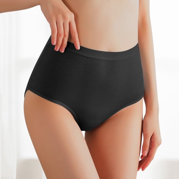Women's High Waist Underwear Stretch Panties Full Coverage Middle and Elderly ' Underpants Black,XXL