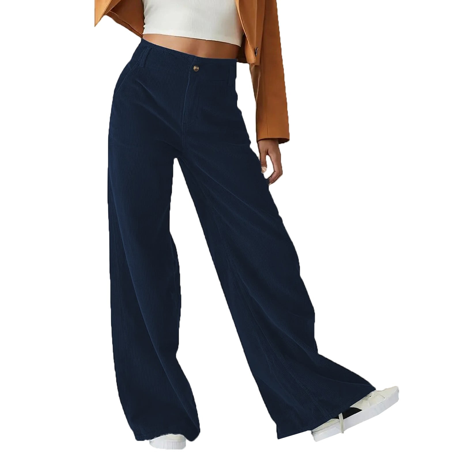 Women's High Waist Wide Leg Corduroy Pants Casual Loose Fit Trousers ...