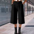 thumbnail image 1 of Women's High Waist Wide Leg Cropped Pants, Pleated Front with Pockets, Business Casual Capri Trousers for Summer Office or Daily Wear, Breathable and Lightweight Black XL, 1 of 6