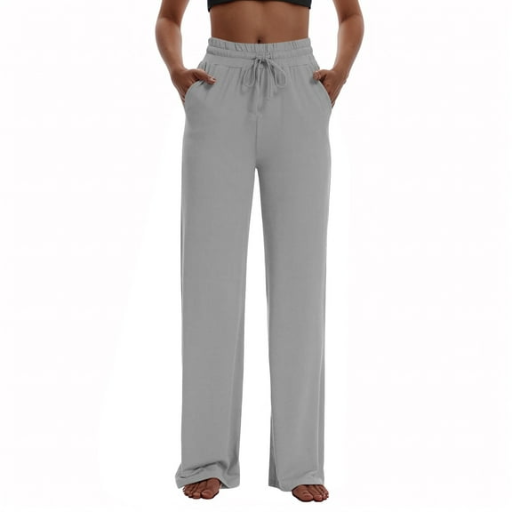 Women's High Waist Wide Leg Drawstring Baggy Sweatpants with Pockets, Durable, for Yoga & Daily, Sizes S-XXL