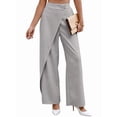thumbnail image 1 of Women's High Waist Wide Leg Elegant Wrap Front Waisted Suit Trousers Pants Gray M, 1 of 8