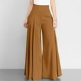 thumbnail image 1 of Women's High Waist Wide Leg Flare Pants with Pockets - Ankle-Length Casual Trousers in Soft Polyester for Everyday Wear, 1 of 9