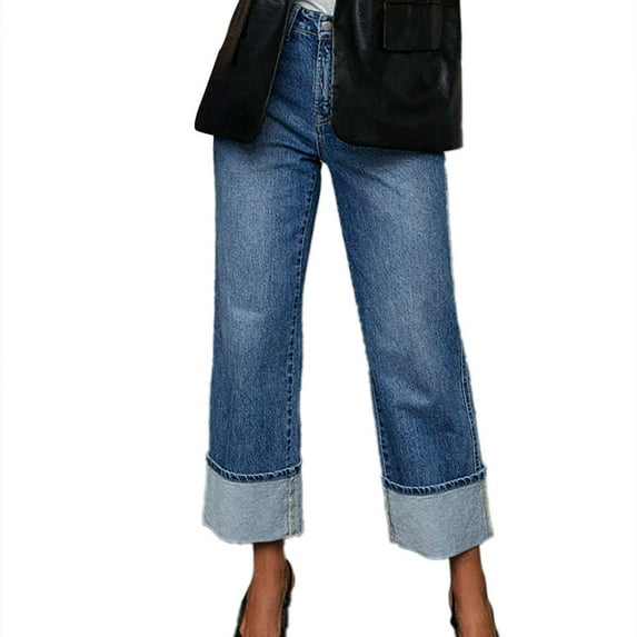 Women's High Waist Wide Leg Jeans Stretchy Denim Pants Trendy Boyfriend Fit Comfortable Fall Fashion