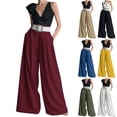 thumbnail image 1 of Women's High Waist Wide Leg Pants Elegant Pleated Work Business Casual Suit Trousers by Yigetop Wine S, 1 of 7