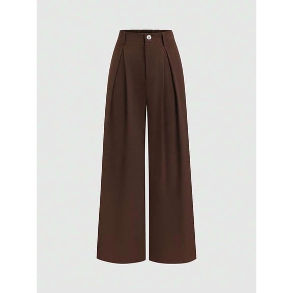 Women's High Waist Wide Leg Pants Pleated Trousers for Daily Wea