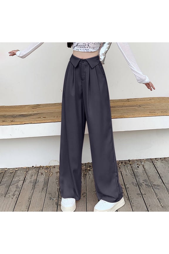 Women's High Waist Wide Leg Pants with Flowy Drape, Comfortable and Stylish for Office and Everyday Wear