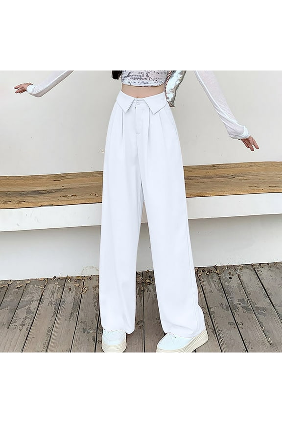 Women's High Waist Wide Leg Pants with Flowy Drape, Comfortable and Stylish for Office and Everyday Wear