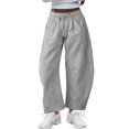 thumbnail image 1 of Women's High Waist Wide Leg Sweatpants Elastic Drawstring Loose Lounge Pants with Pockets Casual, 1 of 20