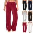 thumbnail image 1 of Women's High Waist Wide Leg Yoga Pants with Rhinestone Fold Over Waistband, Stretch Flared Lounge Trousers, Casual Palazzo Pants for Work & Daily Wear Coffee S, 1 of 7