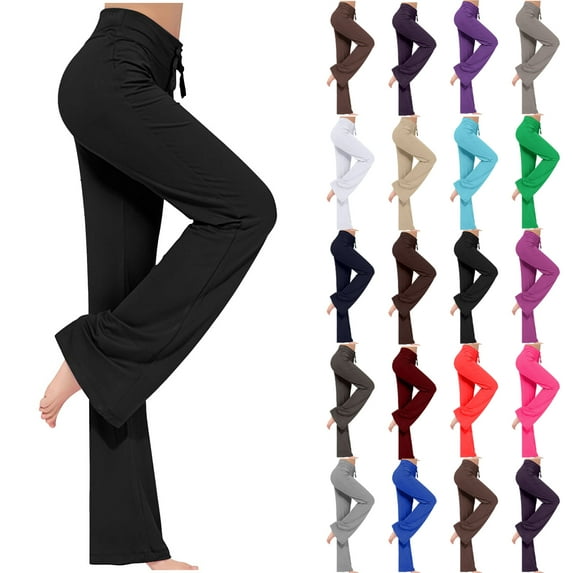 Women's High Waist Wide Leg Yoga Pants with Drawstring Comfortable Loose Fit Lounge Workout Trousers