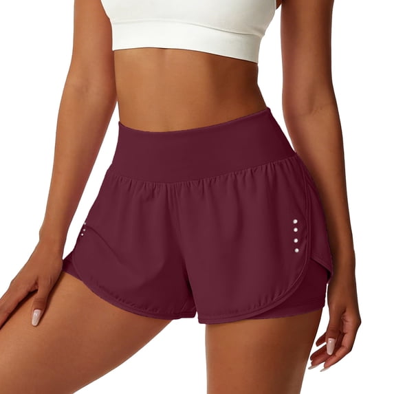 Women's High Waist Wide Leg Yoga Shorts with Elastic Waistband for Fitness and Tennis,RD4,M