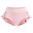 thumbnail image 1 of Women's High Waist Wide Waistband Ruffle Yoga Shorts Gym Workout Rave Booty Dance Mini Hot Pants Bottoms Active Skirted Panties M Pink, 1 of 8