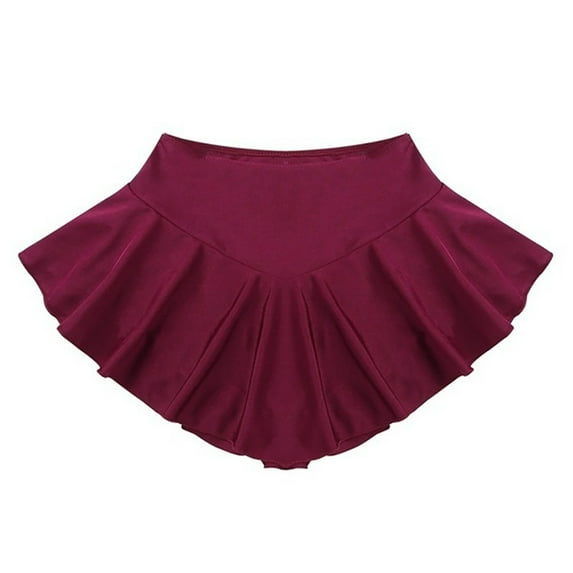 Women's High Waist Wide Waistband Ruffle Yoga Shorts Gym Workout Rave Booty Dance Mini Hot Pants Bottoms Active Skirted Panties M Wine Red