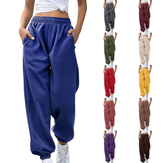 Women's High Waist Workout Joggers with Pockets Comfortable Pull On Sweatpants for Yoga and Casual Athletics