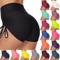 thumbnail image 1 of Women's High Waist Workout Shorts with Ruched Detail Comfortable Compression Fit for Running and Gym Training, 1 of 4