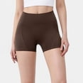 thumbnail image 1 of Women's High Waist Workout Shorts with Side Pockets and Seam-Contoured Fit for Flexible Movement - Large, Brown, 1 of 6