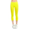 thumbnail image 1 of Women's High Waist Workout Stretch Capri Leggings Exercise Yoga Running Athletic Gym Fitness Pants Seamless Neon Yellow, 1 of 1