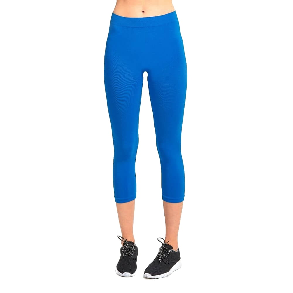 Women's High Waist Workout Stretch Capri Leggings Exercise Yoga Running  Athletic Gym Fitness Pants Seamless Turquoise 