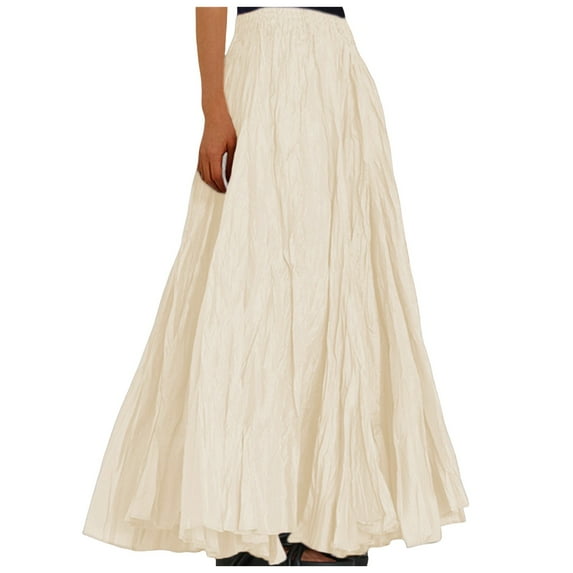 Women's High Waist Wrap Maxi Skirt - Solid Color, Loose Vintage Style - Casual Beach Long Skirt for Summer