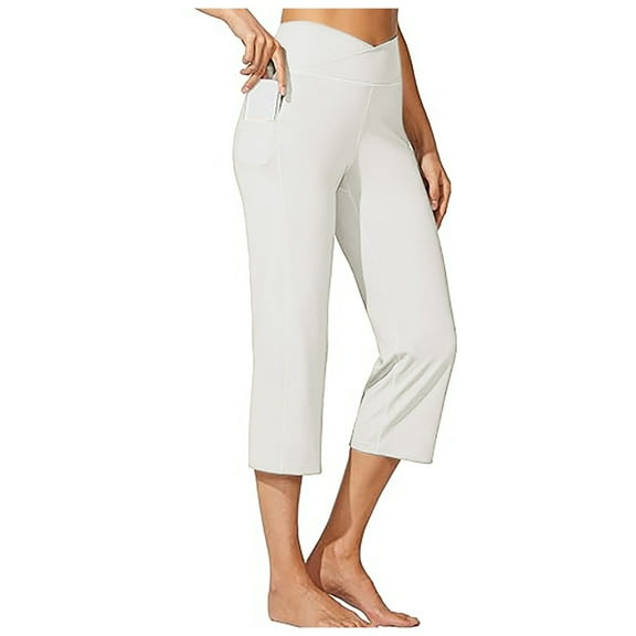 Women's High Waist Yoga Capris Leggings Straight Leg Athletic Workout Exercise Fitness Running Casual Comfortable Stretchy