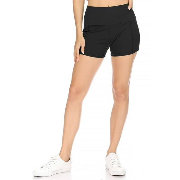 Women's High Waist Yoga Fitness Workout Running Shorts Side Pocket