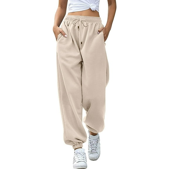 Women's High Waist Yoga Joggers - Thermal Lined, Pockets, Polyester, Workout/Lounge, S-XXL, Autumn