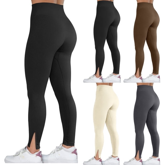 Women's High Waist Yoga Pants 4 Way Stretch Split Leg Design Leggings