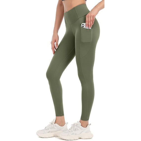Women's High Waist Yoga Pants 7/8 Length Leggings with Pockets Workout Sports Pants