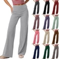 thumbnail image 1 of Women's High Waist Yoga Pants Basic/Side Pockets Casual Solid Color Trousers Light Gray L, 1 of 7