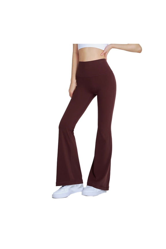Women's High Waist Yoga Pants Full Length Soft Stretch Flared Leggings Gym Workout Bell Bottoms Activewear (XL, Red)