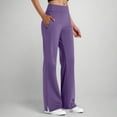 thumbnail image 1 of Women's High-Waist Yoga Pants - Purple Stretchy Workout Leggings with Pockets, Moisture-Wicking Gym Pants for Women, S, 1 of 6