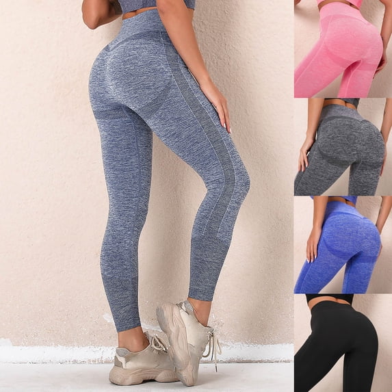 Women's High Waist Yoga Pants, Seamless Booty Lifting Workout Leggings, 4-Way Stretch Squat Proof Fitness Pants for Running, Gym, Yoga and Daily Activewear-Black