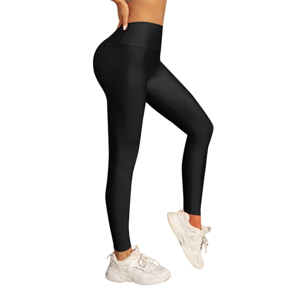 Women's High Waist Yoga Pants, Slim Fit Workout Leggings, Matte Tummy Control Fitness Pants for Gym, Running and Everyday Athleisure Wear Black L