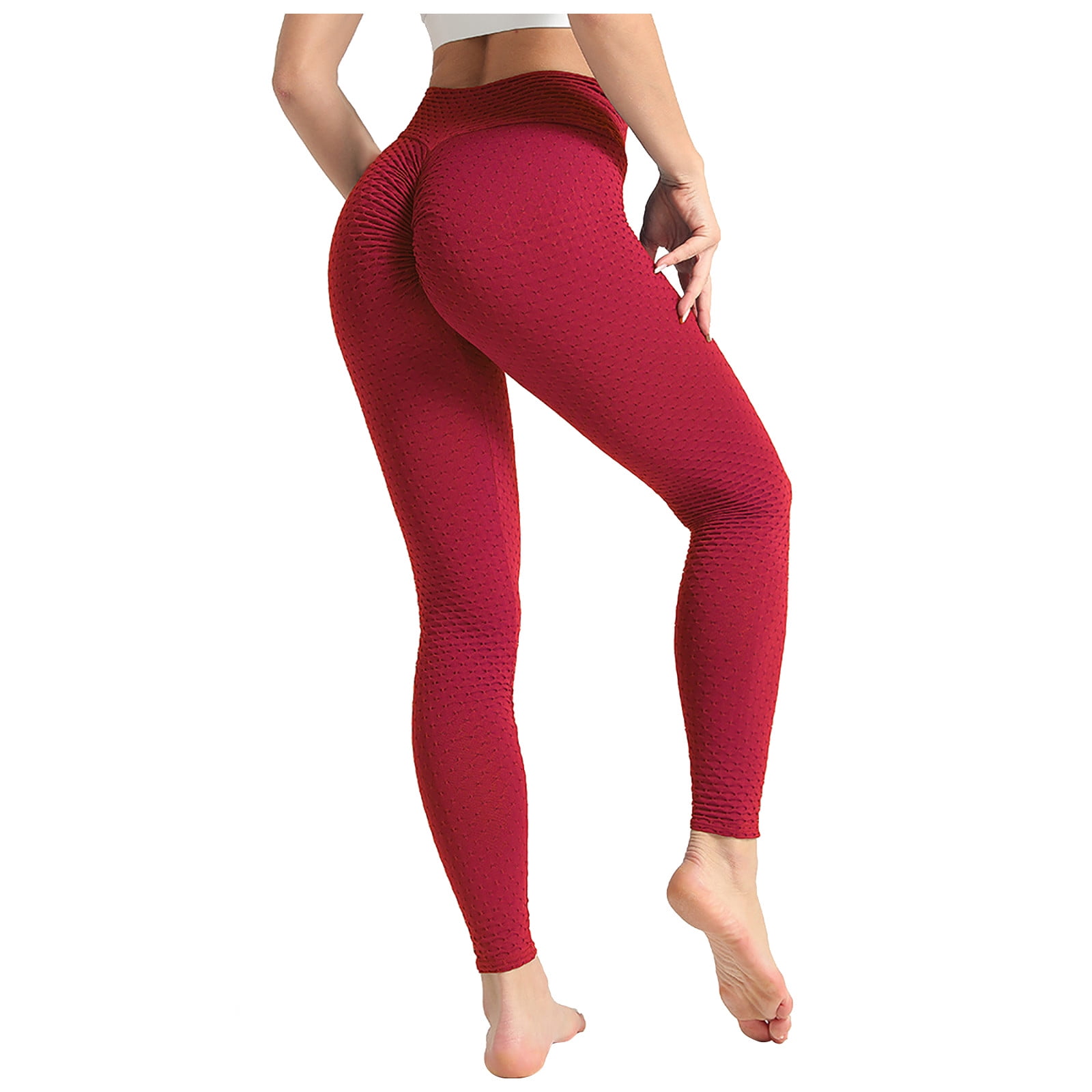 Women's High-Waisted Body-Shaping Fitness Cardio Leggings - Red