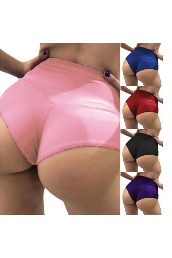 Women's High Waist Yoga Pants Solid Color Slim Fit Stretch Fabric Booty Lifting Leggings for Sports Workout Casual Wear