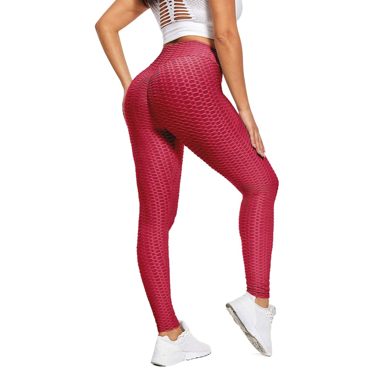 Women's High Waist Yoga Pants Tummy Control Slimming Booty Leggings Workout  Running Butt Lift Tights,Anti Cellulite Ruched Butt Lifting Leggings 