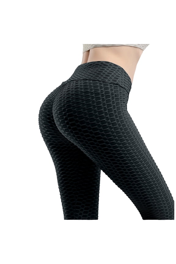 Women's High Waist Yoga Pants Tummy Control Slimming Booty Leggings Workout Running Butt Lift Tights Black L