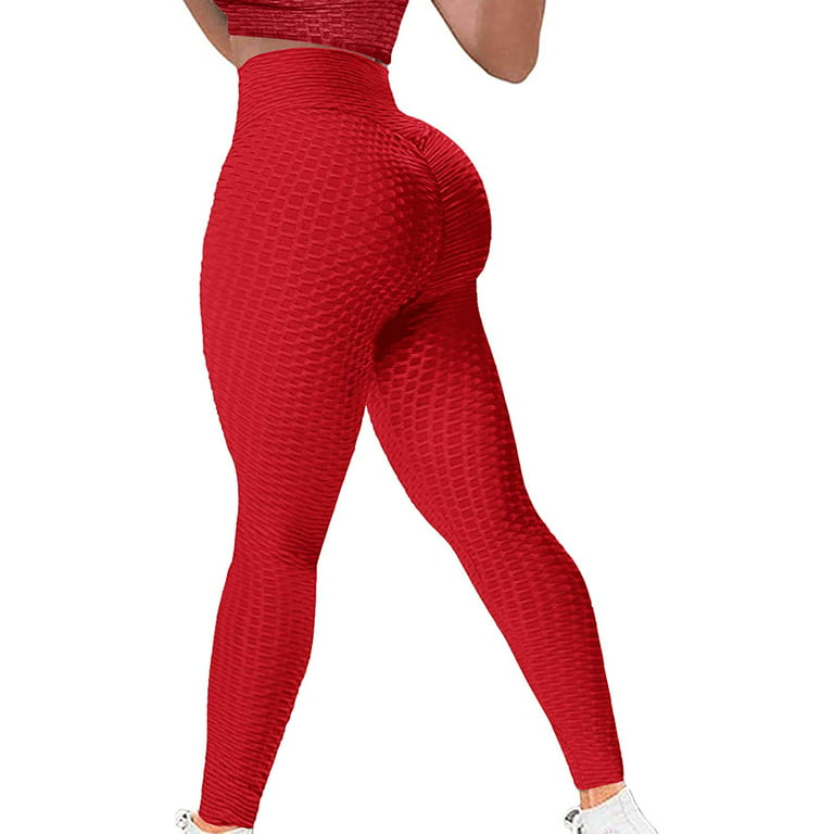 QOQ Womens High Waisted Seamless Workout Leggings Butt Lifting Gym Yoga Pants  Booty Scrunch Vital Tummy Control Ruched Tights #0 Tie Dye Scrunch Red  Medium