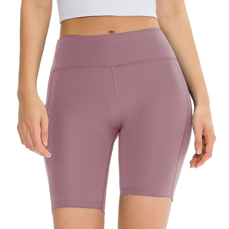 Women's Cycling Shorts Stretch High Waist Tummy Control Short Leggings with  Pockets Breathable Pants for Running Gym Yoga