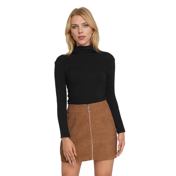 Women's High Waist Zipper Front Mini Skirt Casual A Line Short Bodycon Skirt