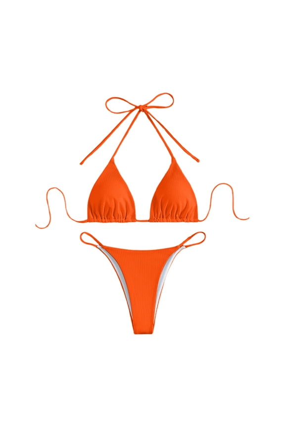 Women's High Waisted 2-Piece Bikini Swimsuit, Nylon Spandex, Knot Design, for Beach & Pool, Multiple Sizes