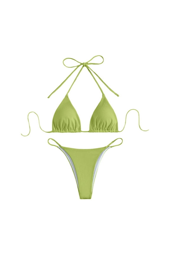 Women's High Waisted 2-Piece Bikini Swimsuit, Nylon Spandex, Knot Design, for Beach & Pool, Multiple Sizes