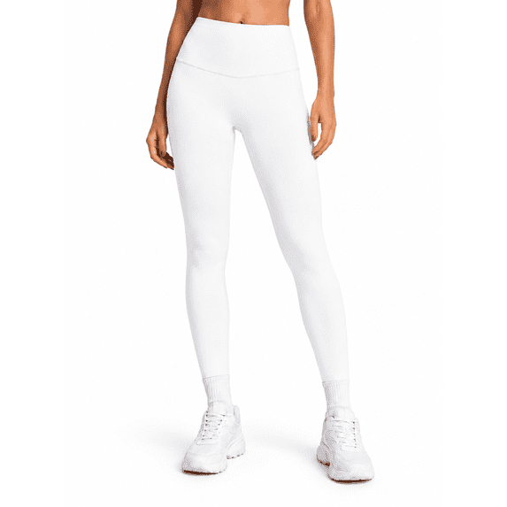 Women's High-Waisted 7/8 Yoga Leggings, Soft Stretch Workout Pants, White, L